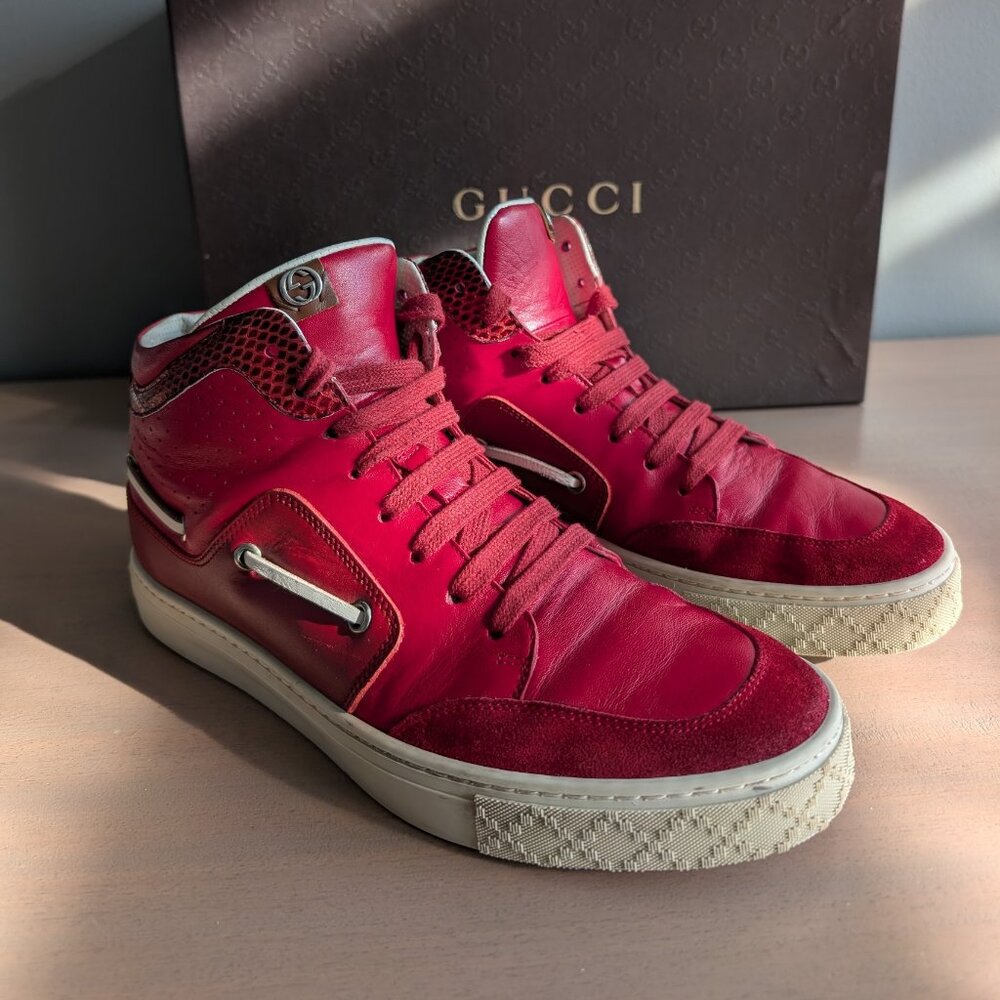 Gucci Men’s Red High-Top Sneakers